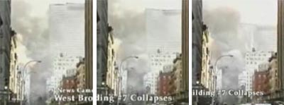 Trois photo montrant l'immeuble qui descend gentiment et de manière droite.